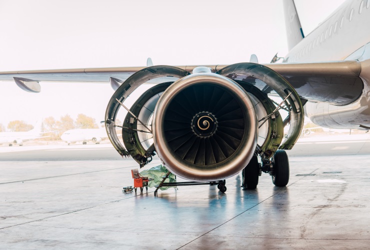 Airplane at aircraft hangar